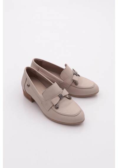 Mammamia D25ya-3365 Kadın Deri Loafer Ayakkabı Sılver Grey Pen