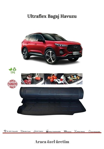 Chery Tiggo 8 Pro 2022 Sonrası 7 Koltuk Açık 3d Lüx Bagaj Havuzu