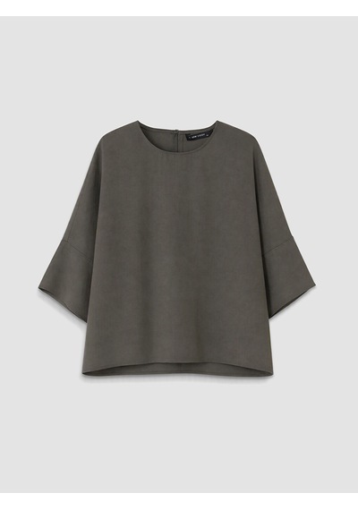 Lcw Vision Haki Bisiklet Yaka Geniş Kollu Oversize Bluz