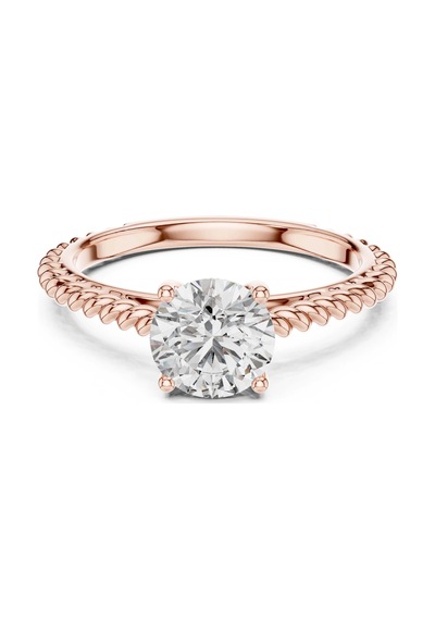 İlmek Örgü Detaylı Tektaş Gümüş Yüzük Rose Pembe
