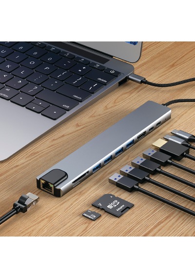 Microcase 10 İn 1 Type-c Hub Çoklayıcı - 4k 60hz Hdmı, Rj45 Gigabit Ethernet, Pd Şarjlı Dönüştürücü Adaptör-al5813