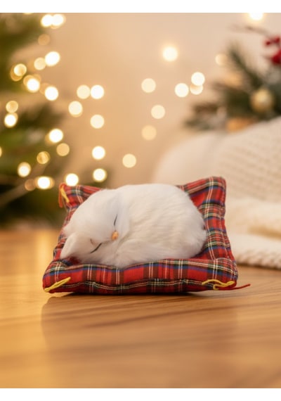Peluş Yavru Kedi Oyuncak Minder Üstünde Uyuyan Kedi Küçük Boy 10 X 11