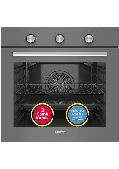 Simfer 4 Fonksiyon Trend Mekanik Silver Power Turbo 2'li Ankastre Set ( Fırın + Ocak)
