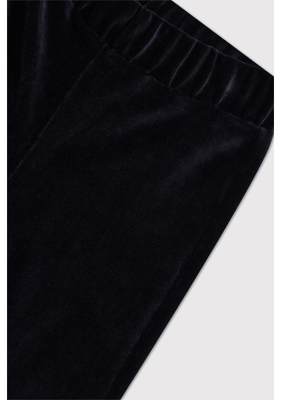 Kids Girl Geniş Paça Kadife Siyah Jogger Siyah