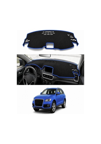 Audi Q5 2008-2017 Uyumlu Torpido Koruma Kılıfı - Mavi Şeritli