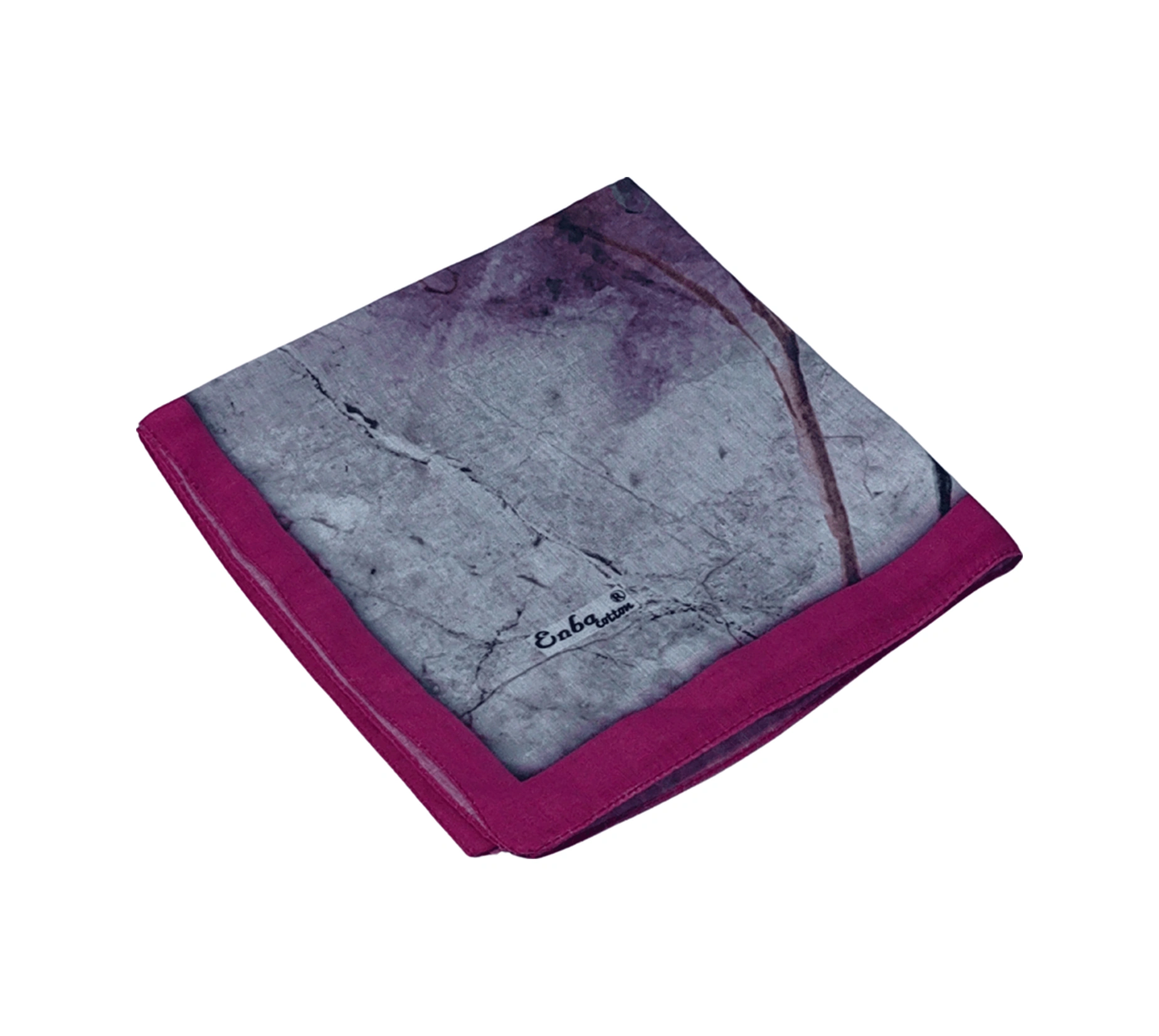 Mim Eşarp Enba Çiçek Desenli Pamuklu Eşarp 90x90 Cm Fuşya - Mor