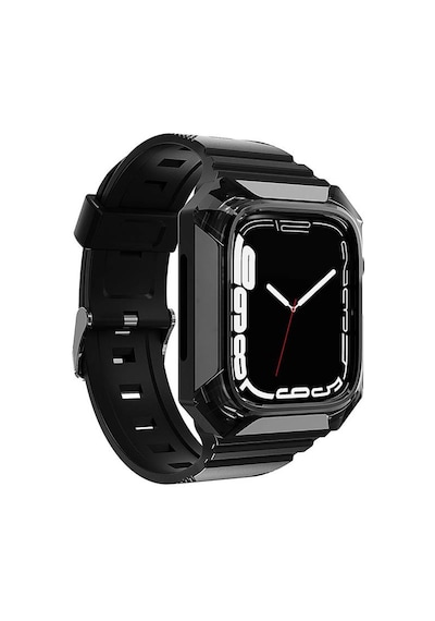 Apple Watch 38mm Uyumlu Krd-88 Sert Pc Kasa Koruyuculu Silikon Kordon - Kırmızı
