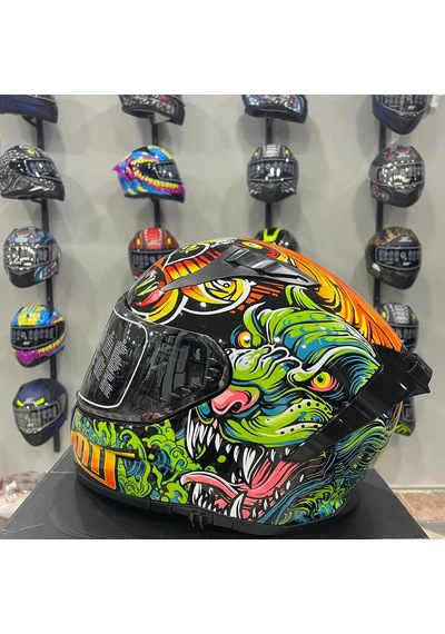 Mts M-801 Snake Full Face Kask Azure Turuncu - Siyah
