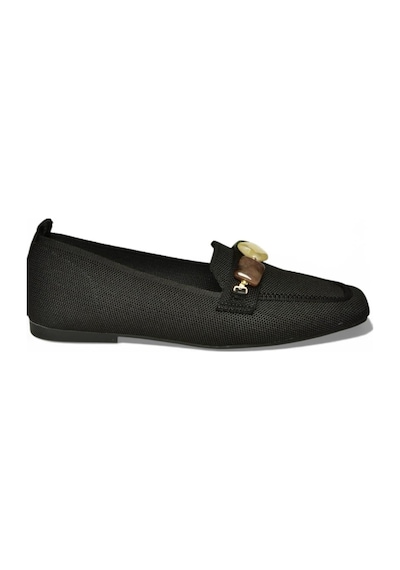 Fox Shoes Y820400304 Siyah Triko Kumaş Boncuk Detaylı Kadın Babet