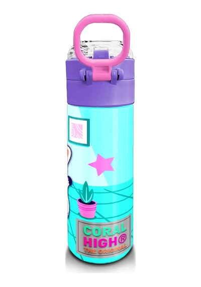 Coral High Kids Turkuaz Pembe Dondurmalı Desenli Pipetli Ve Direkt İçim Çelik Termos 500 Ml 31952 Turkuaz - Mor