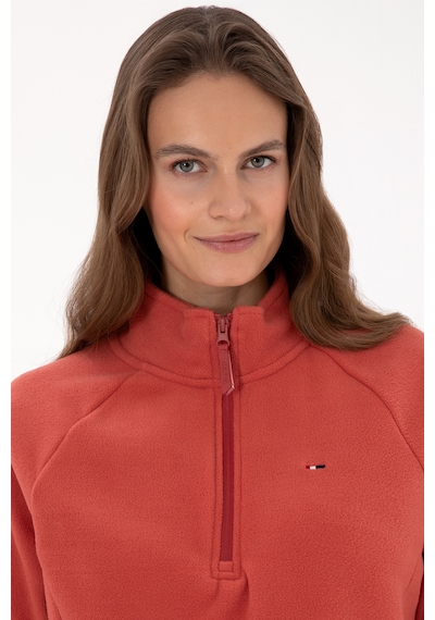 U.S. Polo Assn. Kadın Kiremit Fermuarlı Dik Yaka Polar Sweatshirt 50316714-VR026