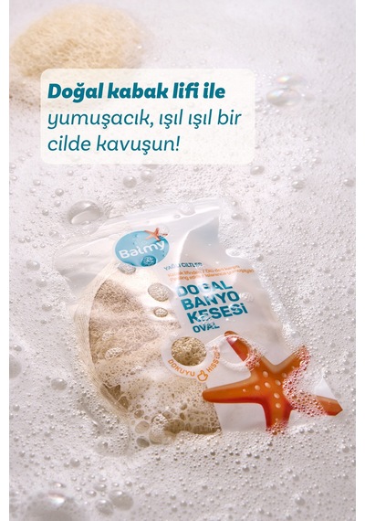 2 Adet Balmy Doğal Kabak Oval Banyo Kesesi Çok Renkli