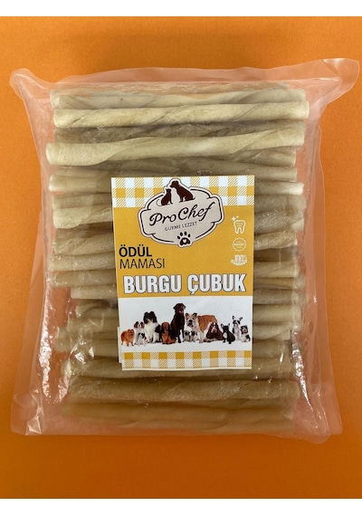 100 Adet Naturel Burgu Çubuk 500 Gr Köpek Kemiği & Ödül Maması