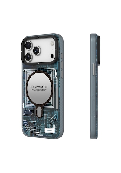 Apple Uyumlu iPhone 17 Pro Max Kılıf M-safeli Kamera Denetim Butonlu Youngkit Technology Serisi Kapak Mavi Mavi