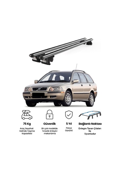 Venüs Volvo V40 Sw 1995-2004 Uyumlu Gri Ara Atkı Port Bagaj Tavan Barı