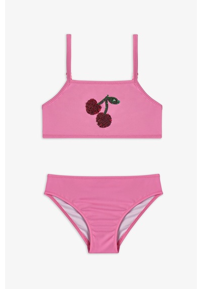 Penti Açık Pembe Kız Çocuk Cherry Halter Bikini Takımı