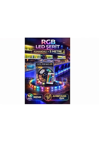 5 Metrergb Led Şerit Kumandalı 16 Renk Beyaz Işık -