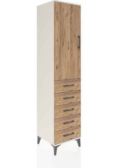 Hyperion Dolap 3 Raflı 5 Çekmeceli Tek Kapaklı 44x44x195 Aytaşı-çam Aytası