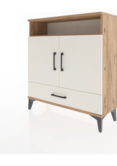 Arges Şifonyer 3 Raflı Tek Çekmeceli 2 Kapaklı 88x30x96 Çam-aytaşı Atlas Çam