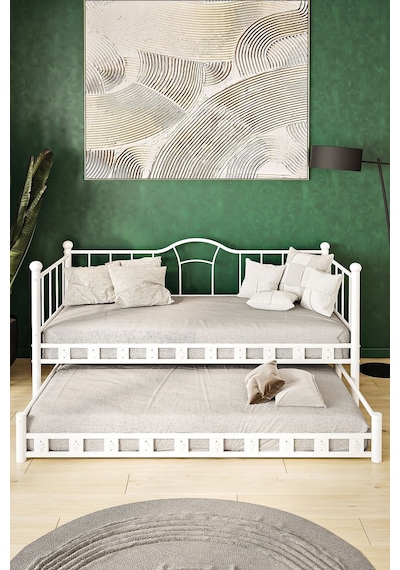Argimo Kamelya Yavrulu Daybed Sedir Beyaz Karyola 90x190