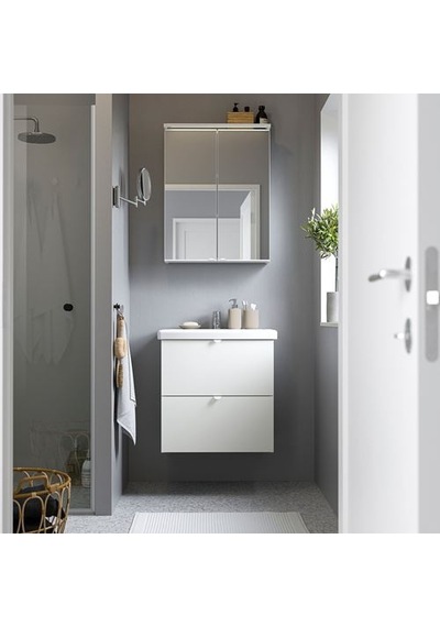 Ikea Enhet Lavabo Dolabı, Beyaz, 60x42x60 Cm, 2 Çekmeceli