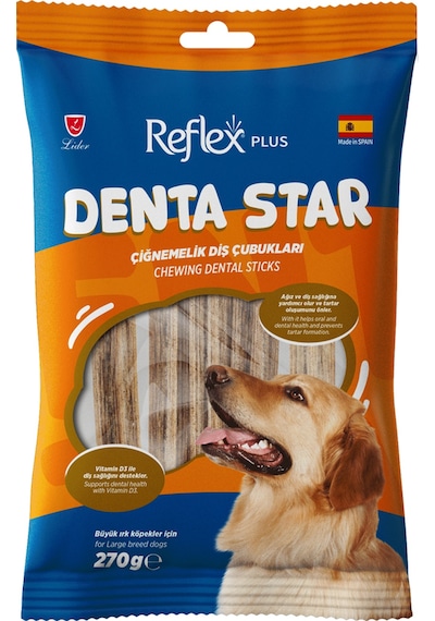 Dentastar / Çiğnemelik Diş Çubukları Büyük Irk Yetişkin Köpek Ödül Maması 270gr
