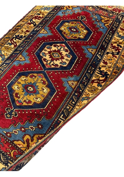 El Dokuma Eski Yahyalı Halısı 106x180 Kök Boya %100 Yün Halı Kırmızı