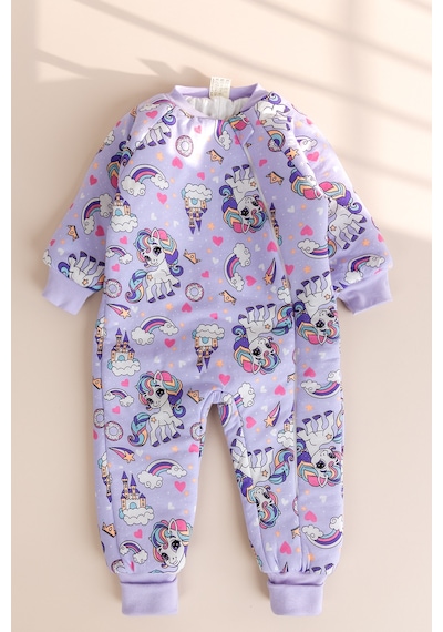 Babymod Elyaf Dolgulu 2.5 Tog 100% Pamuk Penye Astarlı Premium Kalite Kız Çocuk Uyku Tulumu Lila