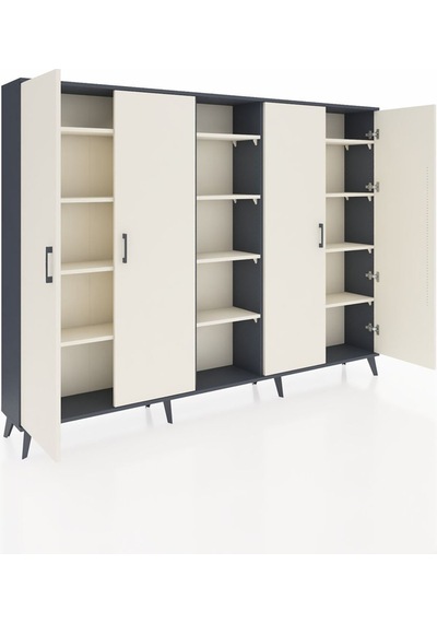 Arges Dolap 12 Raflı 4 Kapaklı 220x30x163 Antrasit-aytaşı Aytası - Antrasıt