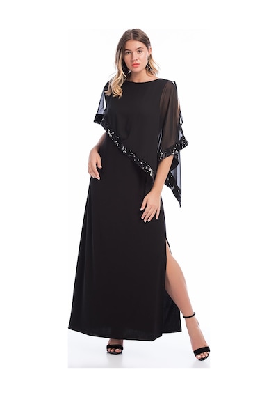 Şans Kadın Bordo Payet İşli Abiye Elbise 65n14379-siyah Siyah