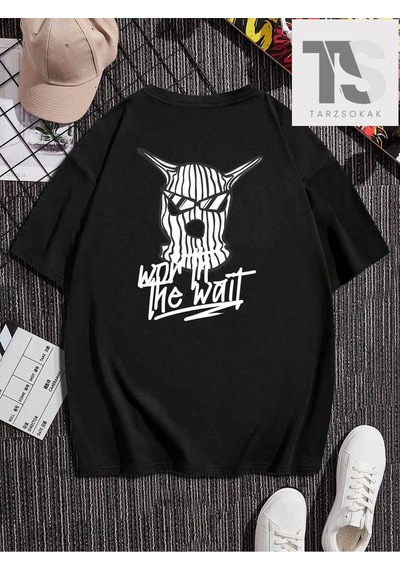 Startmore Goth Erkek Örümcek Baskı Ve Harf Grafik Kısa Kollu Tişört Siyah