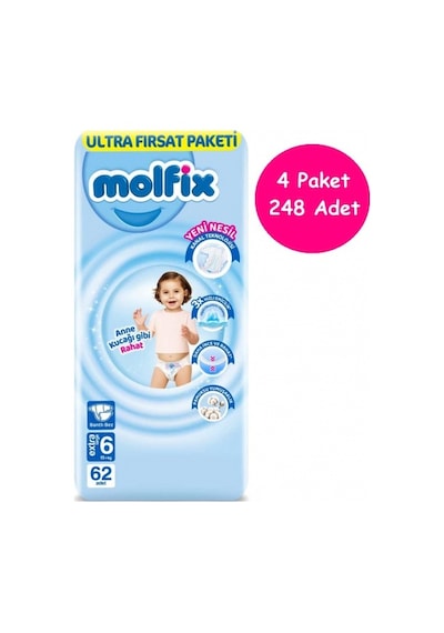Molfix Bebek Bezi 6 Numara Extra Large 248'li 4'lü