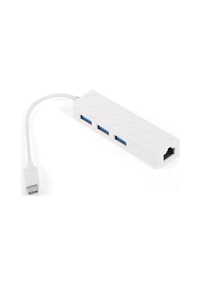 Dark Dk-ac-u31x3glwp Usb Type C To Rj45 Gigabit 3 X Usb 3.0 Hub Beyaz Ethernet Adaptör
