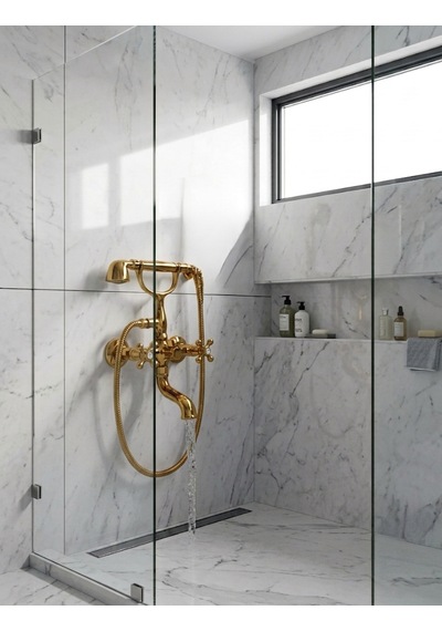 Nostalji Serisi Gold Banyo Bataryası Ve El Duşu Seti Altın