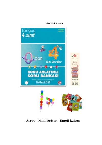 Tonguç 0'dan 4'e Konu Anlatımlı Soru Bankası Emoji Kalem+mini Defter+ayraç
