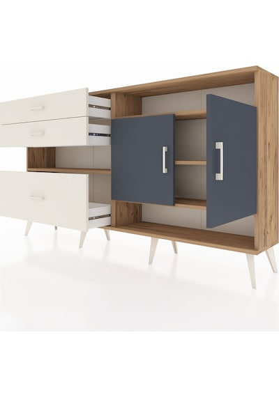 Arges Konsol 4 Raflı 3 Çekmeceli 2 Kapaklı 176x30x99 Çam-antrasit Çam-antrasit/aytaşı Arges Konsol 4 Raflı 3 Çekmeceli 2 Kapaklı 176x30x99 Çam-antrasit Çam-antrasit/aytaşı