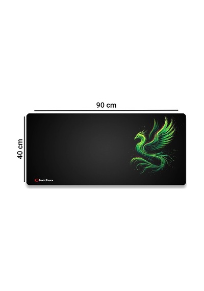 Sonictouch Ultragrand Siyah Neon Yeşili Anka Kuşu Dikişsiz Xxl Gaming Oyuncu Masaüstü Klavye Mouse Pad 40x90cm