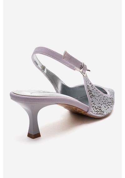 Luvishoes Nella Gümüş Taşlı Kadın Topuklu Ayakkabı Gümüş