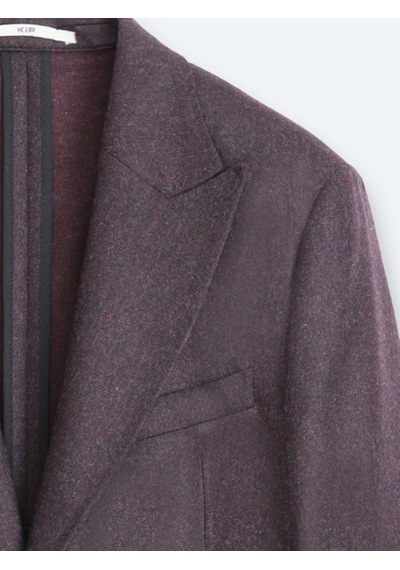 Kip Bordo Desenli Modern Fit Yün Karışımlı Örme Ceket