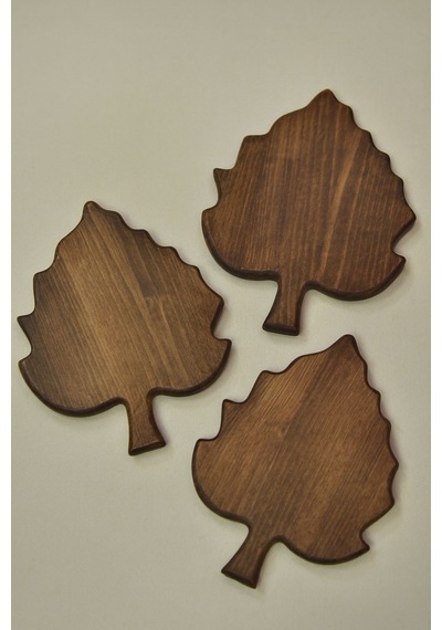 Fam Wood Art 3'lü Ahşap Çınar Yaprağı ,organizer,çok Amaçlı Stand Kesme Tahtası 21 Cm X 28 Cm Kahverengi