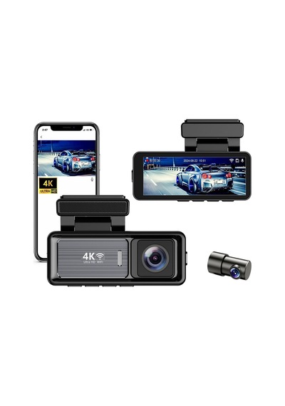 Coverzone Mını Çift Lensli Wifi Gps Dash Kamera - 4k Ön Kamera & 1080p Arka Kamera, Gece Görüşü, Park Modu, Geniş