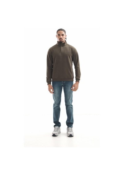 Boğazlı Sweatshirt Haki