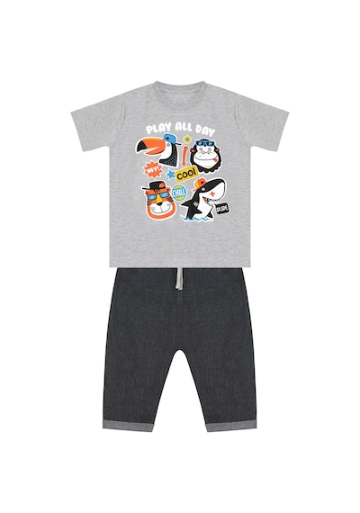 Denokids Mshb&g Cool Animals Erkek Çocuk T-shirt Kapri Şort Takım Çok Renkli