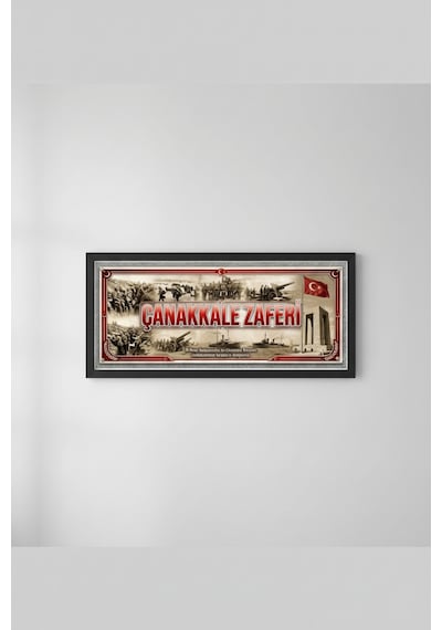 18 Mart Çanakkale Zaferi Tablosu 60x25 Cm Çerçeveli Okul Panosu