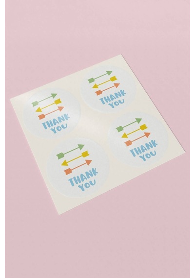 90 Adet Thank You Teşekkür Etiketi Ok Desenli 3x3cm St2029 Diğer