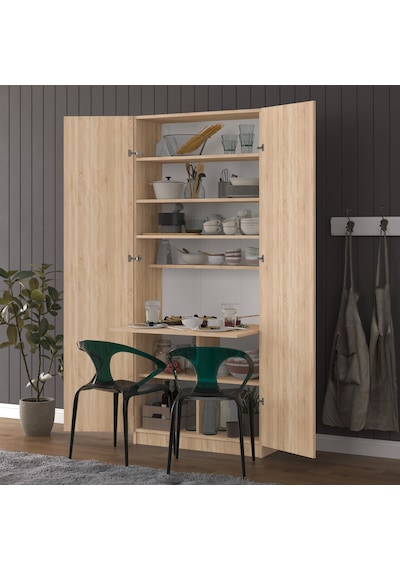 Asra Trend Modern Dolaplı Çalışma Masası MD001 %100 MDF Katlanır Raflı Ofis Yemek Masası
