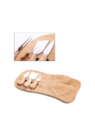 Bambu 4 Parça Peynir Sunum Tahtası Seti 33cm Bmb43 Sarı