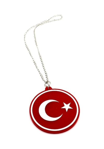Araba Ayna Süsü Pleksi Çift Taraflı Türk Bayrağı Tasarım - Pleksi Çift Taraflı Türk Bayrağı Zincirli