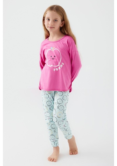 Roly Poly 3063 Pomme Apple Kız Çocuk Uzun Kol Pijama Takım Fuşya