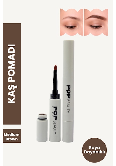 Pop Beauty Kaş Pomadı, Tattoo, Kaş Kalemi, Farı Kaspomadı2 Medium Brown